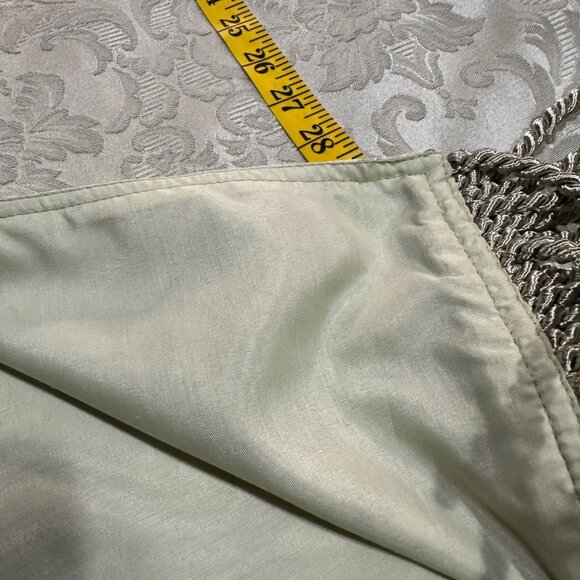 Elegant Soft Sage Green Damask Table Runner w/ Elephants Fringe 13" x 80" NWOT - Picture 6 of 7